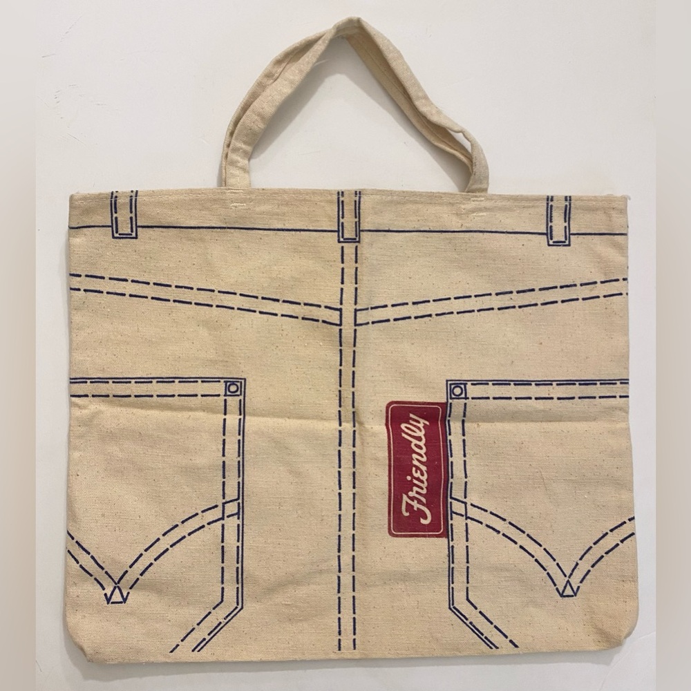 Vintage 1980s "Friendly" brand denim-style tote bag